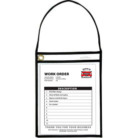 C-Line Products Shop Ticket Holder with Strap, Black, Stitched, Both Sides Clear, 9 X 12, 15/BX