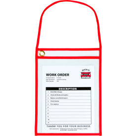 C-Line Products, Inc. 41924 C-Line® Shop Ticket Holder with Strap, Stitched, Red, 9" x 12", 15/Box image.