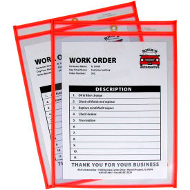 C-Line Products Neon Shop Ticket Holder, Orange, Stitched, Both Sides Clear, 9 x 12, 15EA/BX