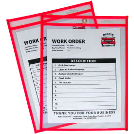 C-Line Products Neon Shop Ticket Holder, Red, Stitched, Both Sides Clear, 9 x 12, 15EA/BX