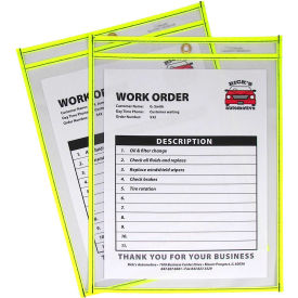 C-Line Products Neon Shop Ticket Holder, Yellow, Stitched, Both Sides Clear, 9 x 12, 15EA/BX