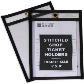 C-Line Products, Inc. 46046 C-Line Products Shop Ticket Holders, Stitched, Both Sides Clear, 4 x 6, 25/BX image.