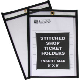 C-Line Products Shop Ticket Holders, Stitched, Both Sides Clear, 6 x 9, 25/BX