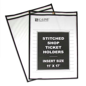 C-Line Products, Inc. 46117 C-Line Products Shop Ticket Holders, Stitched, Both Sides Clear, 11 x 17, 25/BX image.