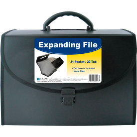 C-Line Products, Inc. 58320 C-Line Products 21-Pocket Legal Size Expanding File with Handle, Black, 1/EA image.