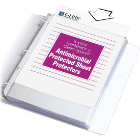 C-Line Products, Inc. 62033 C-Line Products Heavyweight Poly Sheet Protector, Antimicrobial Protected, Clear, 11 x 8 1/2, 100/BX image.