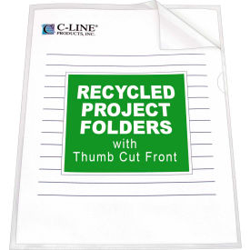 C-Line Products Recycled Project Folders, Clear - Reduced glare, 11 x 8 1/2, 25/BX