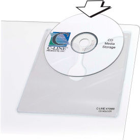 C-Line Products, Inc. 70568-BX C-Line Products Self-Adhesive CD Holder, 5-1/3" x 5-2/3", 10 Holders/Pack, 5 Packs/Set image.