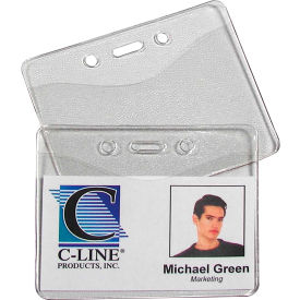 C-Line Products, Inc. 88607 C-Line Products Heavy Duty Badge Holders, Vinyl, Horizontal, 2 3/8 x 3 3/8, 100/BX image.