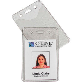 C-Line Products, Inc. 88617 C-Line Products Heavy Duty Badge Holders, Vinyl, Vertical, 2 3/8 x 3 3/8, 100/BX image.
