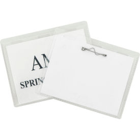 Pin Style Name Badges, Kit with Inserts, Clear, 3-1/2" x 2-1/4", Pack of 100 view 2