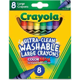 Crayola 523280 Crayola® Large Washable Crayons, Nontoxic, Assorted, 8/Box image.