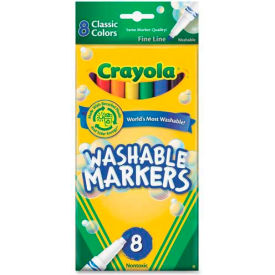 Crayola 587809 Crayola® Washable Markers, Fine Tip, Nontoxic, Assorted, 8/Set image.