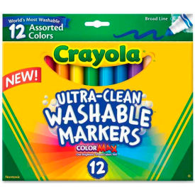 Crayola 587812 Crayola® Washable Markers, Conical Tip, Nontoxic, Assorted, 12 /Set image.