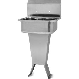 Floor Mount Sink with Pedestal Base, 8" Oc Holes Only, 18 Gauge view 2
