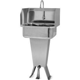 Sani-Lav® Floor Mount Sink with Single Foot Pedal Valve & Side Splash Guards 0.5 GPM 