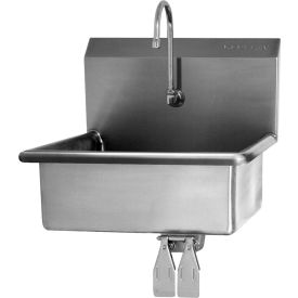 Wall Mount Sink with Double Knee Pedal Valve, 16 Gauge view 2