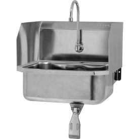 Wall Mount Sink w/ Single Knee Pedal Valve & Side Guard, Flow Rate 2 GPM, 18 Gauge view 2