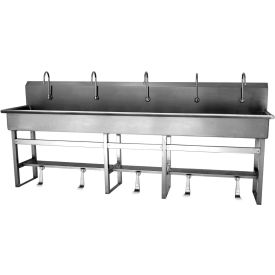 510F1 5-Person Floor Mount Wash Station with Single Foot Pedal Valves view 2