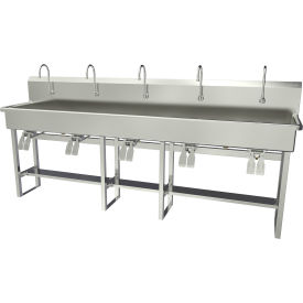 Floor Mount Wash Station with Double Knee Pedal Valve, 16 Gauge view 2