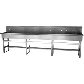 Floor Mount Wash Station with 8" OC Faucet Mounting Holes, 10" Back Splash Height view 2