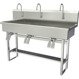 Floor Mount Sink with Double Knee Pedal Valve, Flow Rate 0.5 GPM, 16 Gauge view 2