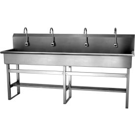 58FBL 4-Person Floor Mount Wash Station With Battery Powered Sensors view 2