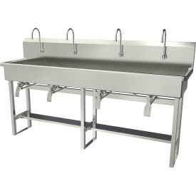 Floor Mount Wash Station with Single Knee Pedal Valve, Flow Rate 0.5 GPM, 16 Gauge view 2