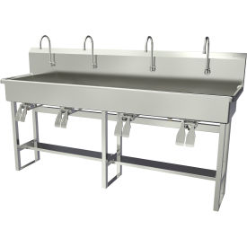 Floor Mount Sink with Double Knee Pedal Valve, Flow Rate 2 GPM, 16 Gauge view 2