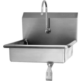 Sani-Lav® Wall Mount Sink with Flow Rate of 0.5 GPM 9" Back Splash Height Silver 