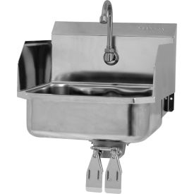 Sani-Lav 607D-0.5 Wall Mount Sink, Double Knee Pedal Valve And Side Splash Guards