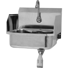 Sani-Lav 607L-0.5 Sani-Lav® 607L-0.5 Wall Mount Sink With Single Knee Pedal Valve And Side Splash Guards image.
