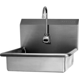 Sani-Lav® Wall Mount Sink with Battery Powered Sensor 0.5 GPM 16 Ga. 9" Back Splash 
