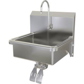 Wall Mount Sink with Double Knee Pedal Valve, Flow Rate 2 GPM, 16 Gauge view 2
