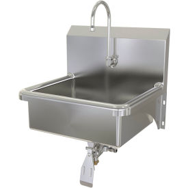 Wall Mount Sink with Single Knee Pedal Valve, 2 GPM Flow Rate, 16 Gauge view 2