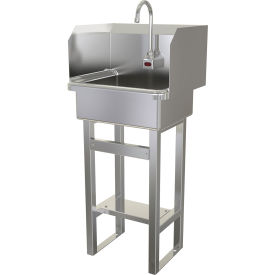 Floor Mount Sink with Battery Powered Sensor And Side Splash Guards, 0.5 GPM view 2