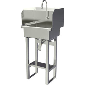 Floor Mount Sink with Single Knee Valve & Side Splash Guards, 2 GPM view 2