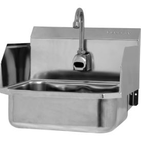 Sani-Lav® Wall Mount Sink with AC Sensor & Side Guard 18 Gauge 8" Back Splash Height 