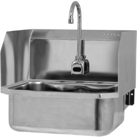 Sani-Lav® Wall Mount Sink w/ Battery Powered Sensor & Side Guard 0.5 GPM 18 Gauge 