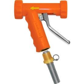 Sani-Lav N820 Sani-Lav® N820 Large Industrial Spray Nozzle, Safety Orange w/Brass Swivel Hose Adapter image.