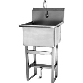 Sani-Lav® Floor Mount Sink with Single Foot Pedal Valve 0.5 GPM 14 Gauge 
