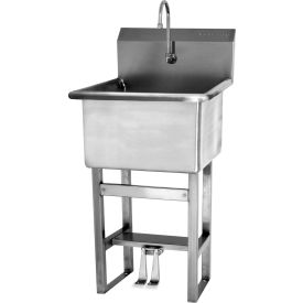 Sani-Lav® Floor Mount Sink with Double Foot Pedal Valve 0.5 GPM 14 Gauge 