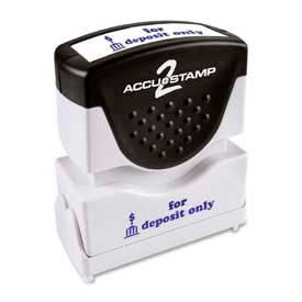Cosco Inc 35601 Cosco® Pre-Inked Message Stamp, FOR DEPOSIT ONLY, 1/2" x 1-5/8", Blue image.