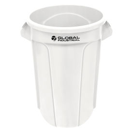 Global Industrial Plastic Round Trash Can 55 Gallon White 