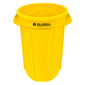 Global Industrial Plastic Round Trash Can 55 Gallon Yellow 