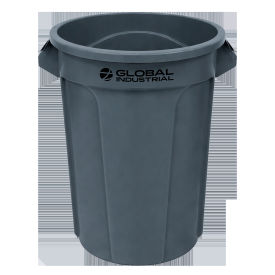 Plastic Round Trash Can, 55 Gallon, Gray view 2