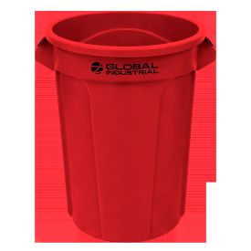 Global Industrial Plastic Round Trash Can 55 Gallon Red 