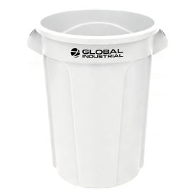 Plastic Round Trash Can, 55 Gallon, White view 2