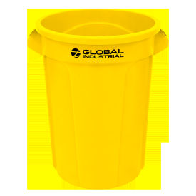 Plastic Round Trash Can, 55 Gallon, Yellow view 2