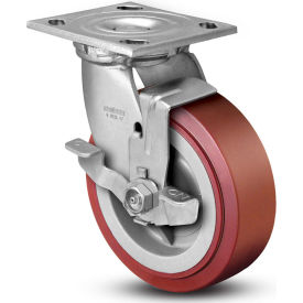 Colson 4.06109.929 BRK7 SS Colson® 4 Series Swivel Plate Caster 4.06109.929 BRK7 SS Polyurethane With Brake 6" Dia. 900 Lb image.